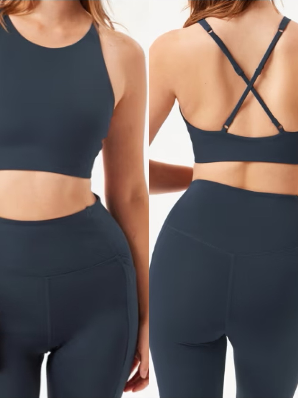 Girlfriend Collective Midnight Topanga Halter Bra. Size Medium